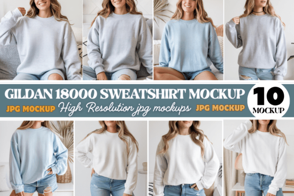 Download Gildan 18000 Sweatshirt Mockup Bundle - Mockup Collection