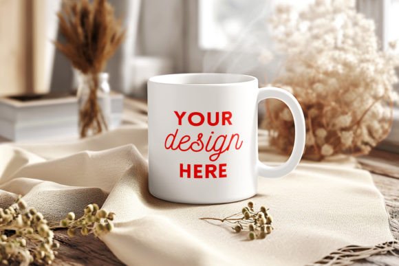 Download White Ceramic Mug Mockup Cozy Home Style - Premium Resources