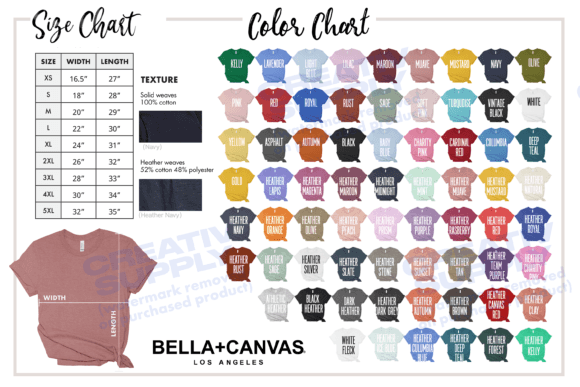 Download Bella Canvas 3001 Color Chart - Bella canvas Collection