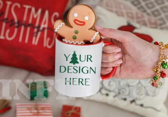 Download Red Handle Christmas Mug Mockup 11oz - Mockup Collection