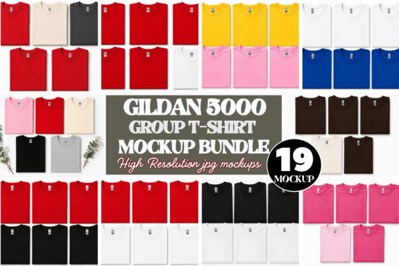 Download Gildan 5000 Group T-Shirt Mockup Bundle - Mockup Collection